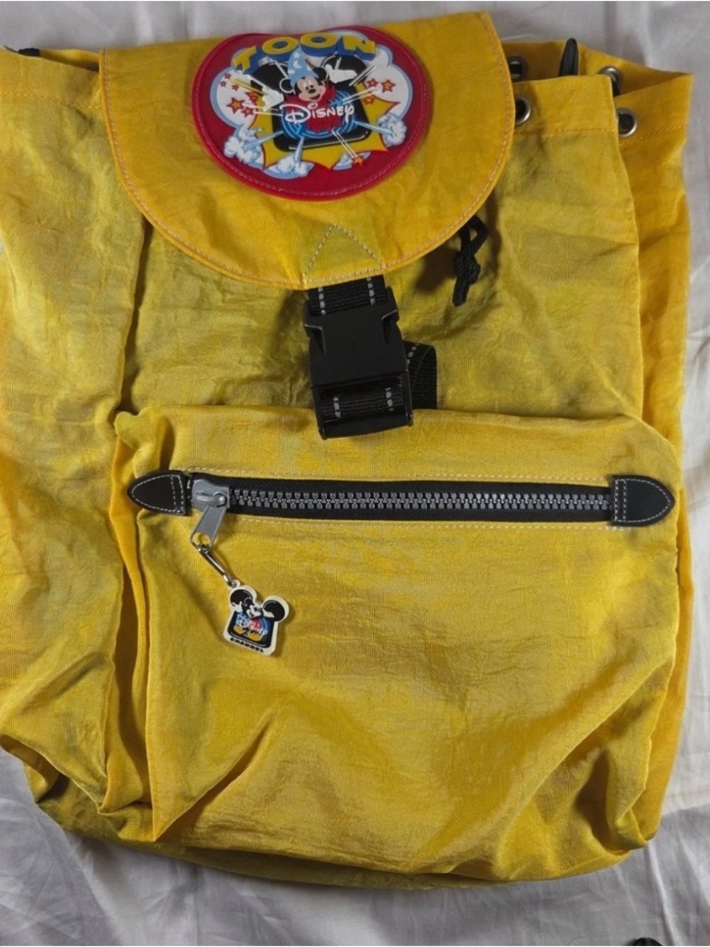 Vintage Y2K Toon Disney Mickey Mouse Yellow Backpack Rucksack